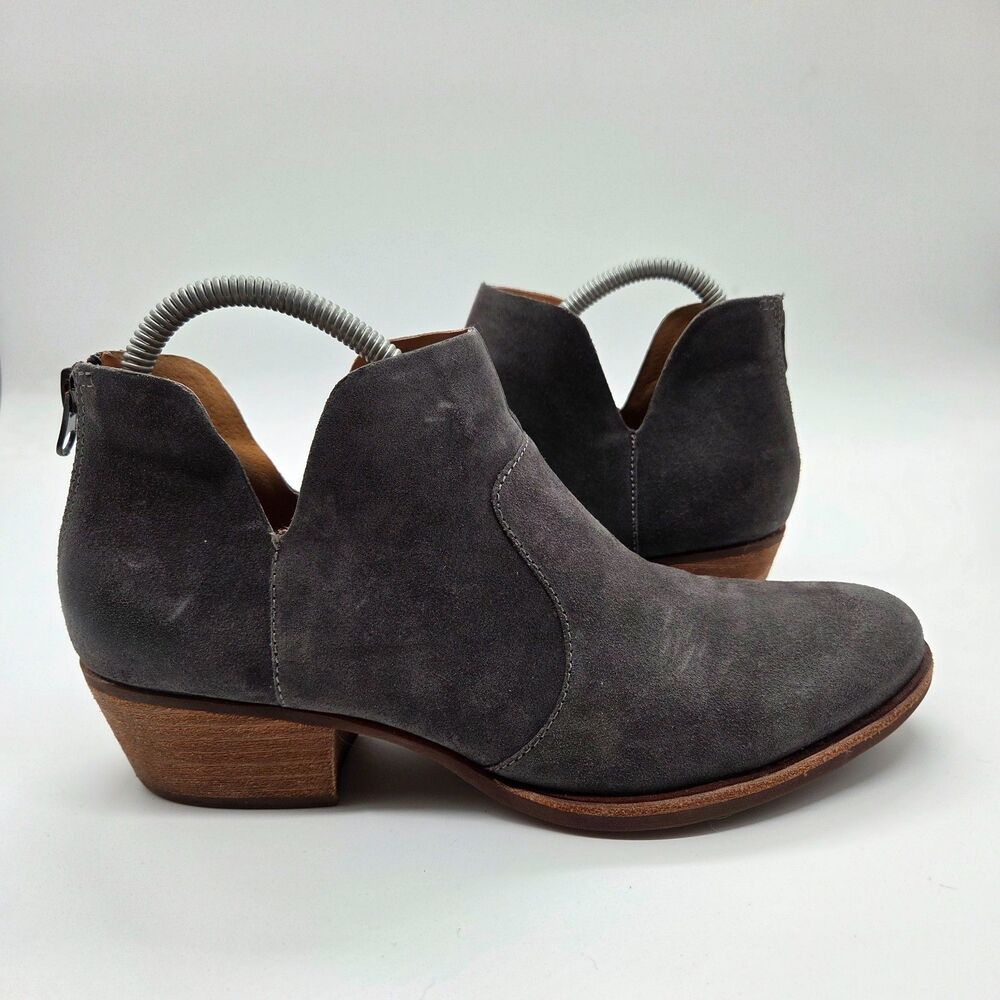 Kork-Ease Skye Distressed Suede Leather Gray Ankle Booties Women's Size 9M